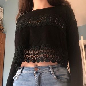 Black Lace Striped YouAreNotAlone Sweater